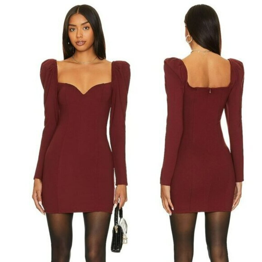 MAJORELLE Fleur Mini Dress - Mahogany Brown